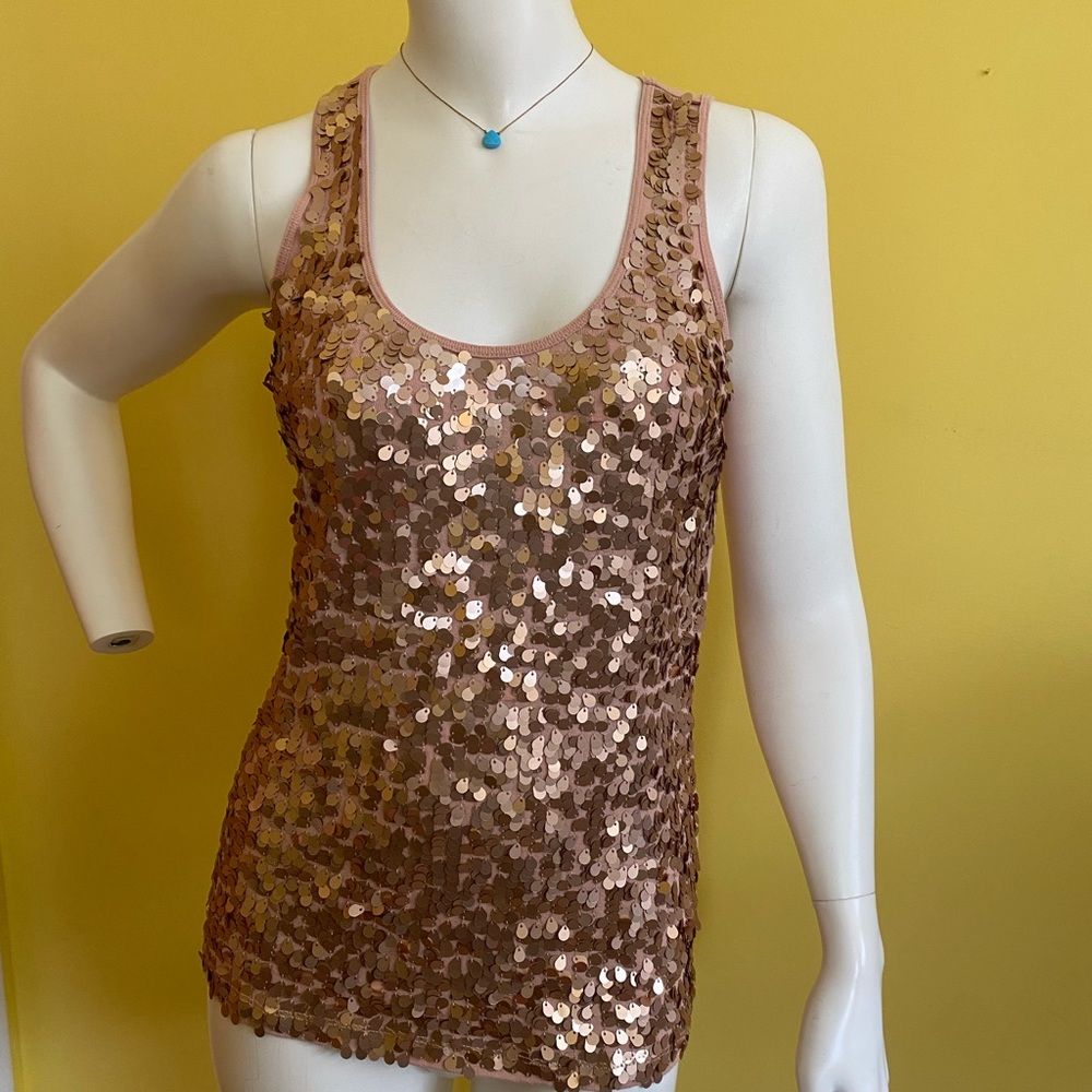 Apt 9 rose gold sequin tank top